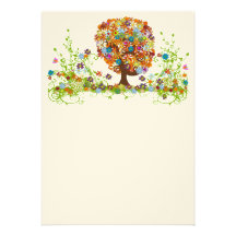 Swirled Flower  Love Tree blank card Personalized Invitations