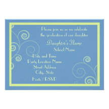 Swirled In Blue Graduation Party Invite