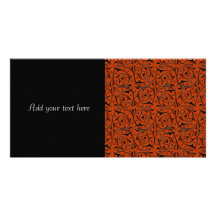 Swirling Black Vines on Copper Orange Photo Greeting Card