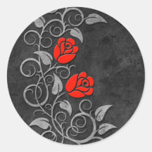 Swirling Dark Stone Red Roses Sticker