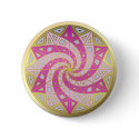 Swirling Fusia Gold Trim Mandala button