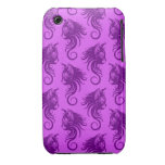 Swirling Purple Cat Pattern iPhone 3 Cases