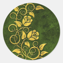 Swirling Stone Roses, green Stickers