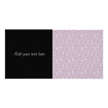 Swirling Vine Pattern White over Rose Customized Photo Card