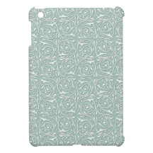 Swirling Vines in Pale Sage Green and White iPad Mini Cases