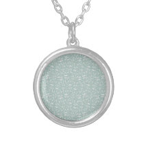 Swirling Vines in Pale Sage Green and White Necklaces