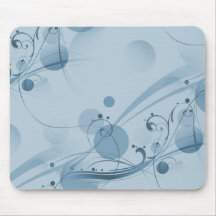 Swirls Circles Dots - Blue Mousepads