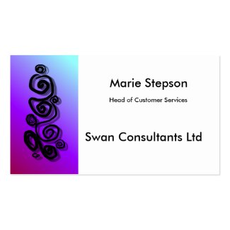 Swirls graphic, shadows colourful background b/car pack of standard business cards