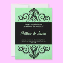 Swirls Heart Wedding (Green) invitations