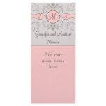 Swirls Monogram Names Wedding Menu Cards Pink rack cards