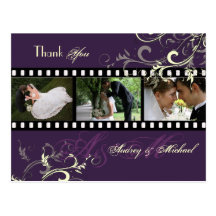 Swirls Wedding Thank you postcards