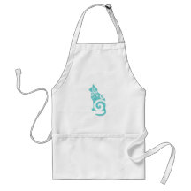 Swirly Cat Blue Aprons