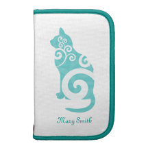 Swirly Cat Blue Custom Name Planner