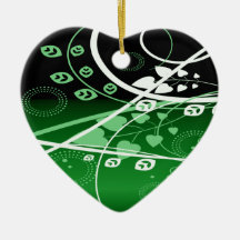Swirly Green and White Vines Christmas Tree Ornament
