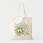 Swirly Green Peace Tote Bags