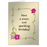 Swirly Leaf Frame + Cupcake + Roses Greeting Card