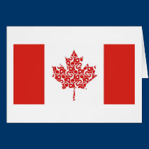 Swirly Maple Leaf Canadian Flag cards