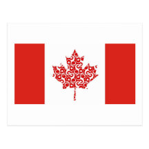 Swirly Maple Leaf Canadian Flag Post Card