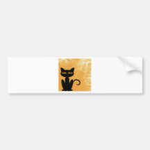 Swirly Orange Black Cat Bumper Sticker