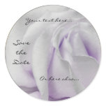 Swirly Pale White and Violet Rose Wedding Stickers