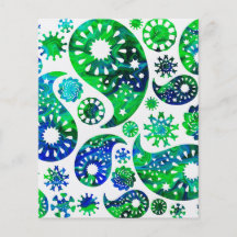 Swirly Pattern Paisley in Green and Blue. Flyers