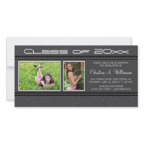 Swirly-Q 2-Photo Graduation Announcement (grey) Photo Card