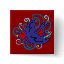 Swirly Swallow Pinback Buttons