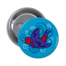 Swirly Swallow Pinback Button
