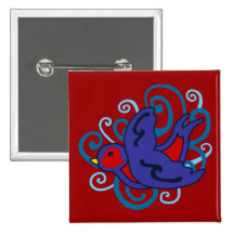 Swirly Swallow Pinback Buttons