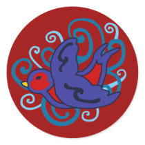 Swirly Swallow Round Sticker