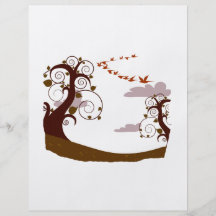 Swirly tree with flying birds graphic custom flyer