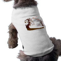 Swirly tree with flying birds graphic pet tee shirt