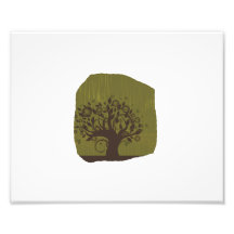 Swirly tree with olive background n hearts photograph