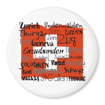Swiss Cantons Lg Button Refrigerator Magnets