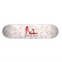 Swiss Girl Silhouette Flag Skateboard Deck