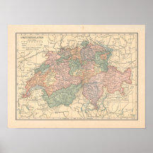 Switzerland Vintage 1923 Map Poster