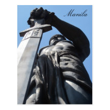 sword statue manila postcard