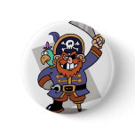 Sword-Waving Pirate Pinback Button