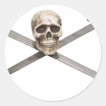 SwordCrossedSkull061209 Round Sticker
