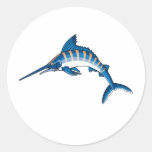 Swordfish Leap Round Stickers