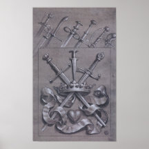 Swords, Crown and Heart Mediaeval Design Poster