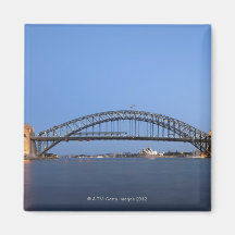 Sydney Harbour Bridge and Opera House at dusk Fridge Magnets