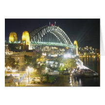 sydney harbour night bridge greeting cards