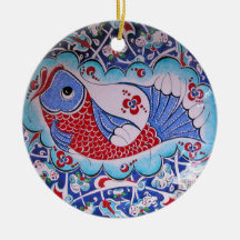 Symbol of Fortune / Lucky Fish Tile art Christmas Tree Ornament