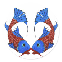 Symbol of Love and Good Luck Carp Fishes and Heart