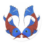 Symbol of Love and Good Luck Carp Fishes and Heart stickers