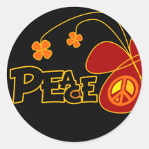 Symbol Peace Of Sign Butterfly Stickers