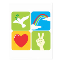 Symbols of Faith Hope Love and Peace Postcards