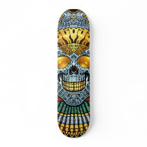 Symmetrical Skull with Guns and bullets by Al Rio Skate Board Decks