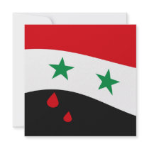 Syria Flag waving with blood red tears Personalized Invite